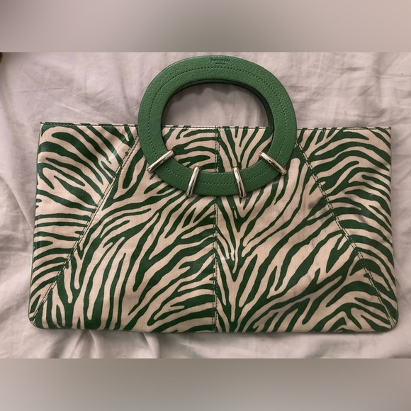 y2k 2000’s vintage Kate Spade satchel purse handbag green zebra animal print - Picture 1 of 11